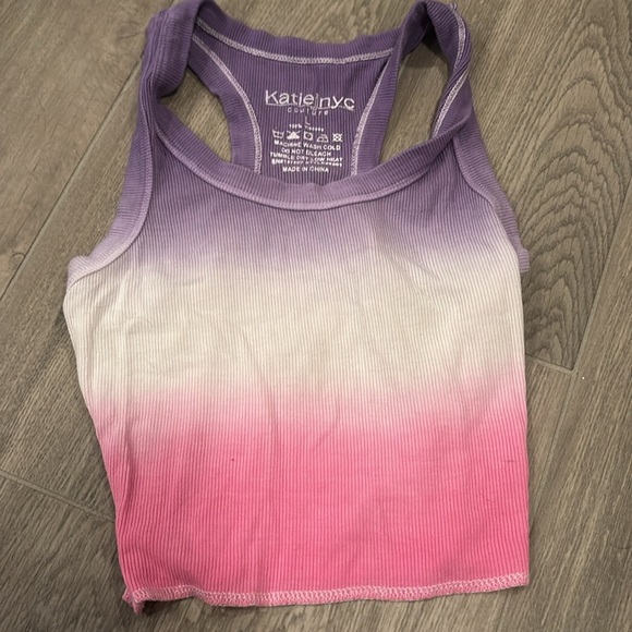 Katie J NYC Girls Racerback Crop Tops - Red, Pink, Blue, and Ombre Size L - Picture 11 of 13